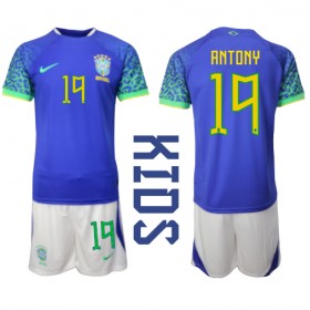 Baby Fußballbekleidung Brasilien Antony #19 Auswärtstrikot WM 2022 Kurzarm (+ kurze hosen)